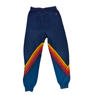 Aviator Nation Blue w/signature rainbow chevron shapes sweatpants, 10 years
