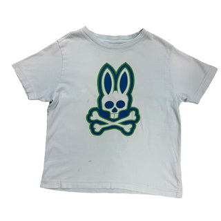 Psycho Bunny Turquoise w/green/blue skull bunny tshirt, 7-8 years (small)