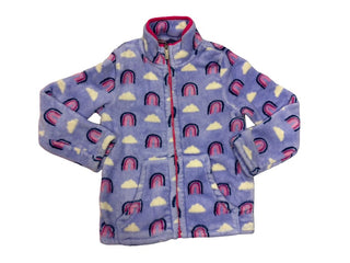 Hatley  Purple Zip Up Fleece with Rainbows and Clouds, 5 years