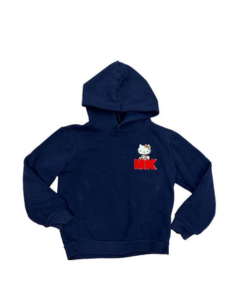 Stripes x HBC Navy Blue Hooded Sweatshirt with Hello Kitty Graphic, 6 years