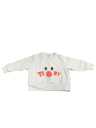 Tiny Cottons Oat crewneck with face, 18 months