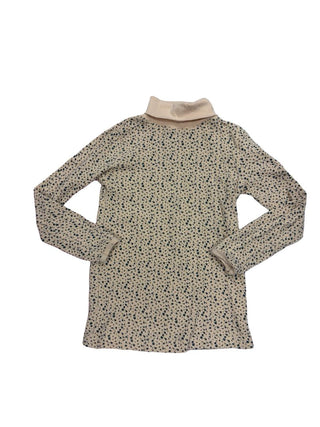 Fin & Vince Textured Turtleneck in Cream with Floral Pattern, 8-9 years