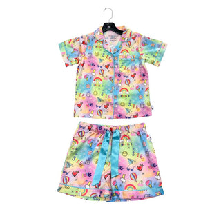 Preppy Goose doodles satin pj set, new with tag , 6 years