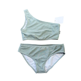 Limeapple blue metallic asymmetrical tankini set, new with tag, 8-10 years