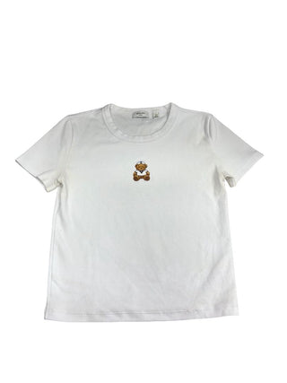 Sunday Best White Tee with Sailor Bear Graphic, XS