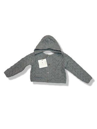 Light Blue Lilette Lilette Popcorn Weave Cardigan Set in Light Blue, 24 Months