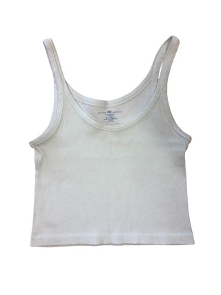 Brandy Melville White Cropped Ribbed Tank , O/S