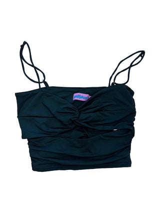 Edikted Black Split-Detail Ruched Cropped Tank, small