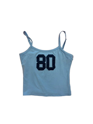 Edikted Light Blue Cropped Tank with "80", medium