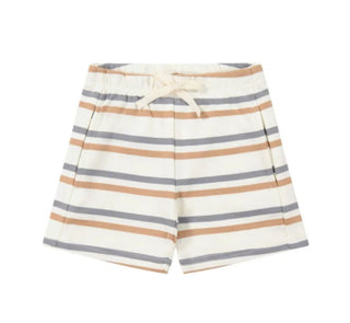Jamie Kay Cream Shorts with Grey and Brown Stripes, 7 years