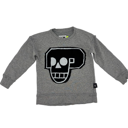 Nununu Grey skull sweatshirt, 3-4 years