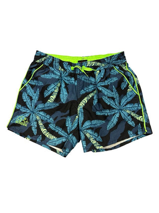 Sundek Blue and Green Palm Pattern Swim Trunks, 10 years