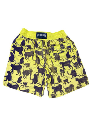 Vilebrequin Yellow and Purple Monkey Pattern Swim Trunks, 10 years
