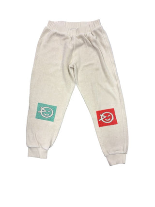 Wynken Cream Fleece Sweatpants with Knee Graphics, 10 years
