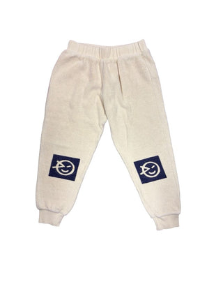 Wynken Cream Fleece Sweatpants with Knee Graphics, 8 years