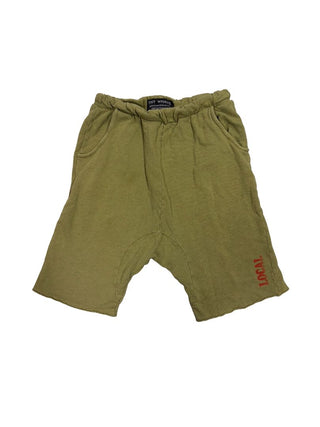 Tiny Whales Green Sweatshorts with "Local" Graphic, 10 years