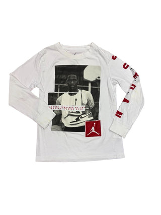 Nike Longsleeve White Tee with Michael Jordan Graphics, 8-10 years