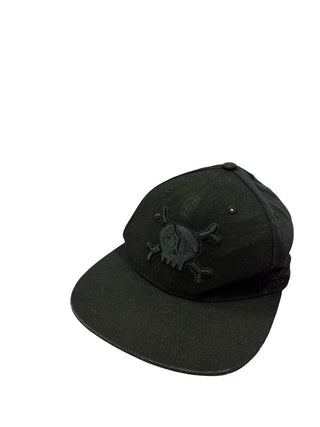 Nununu Black Flat-Brim Hat with Skull Pirate Embroidery, O/S