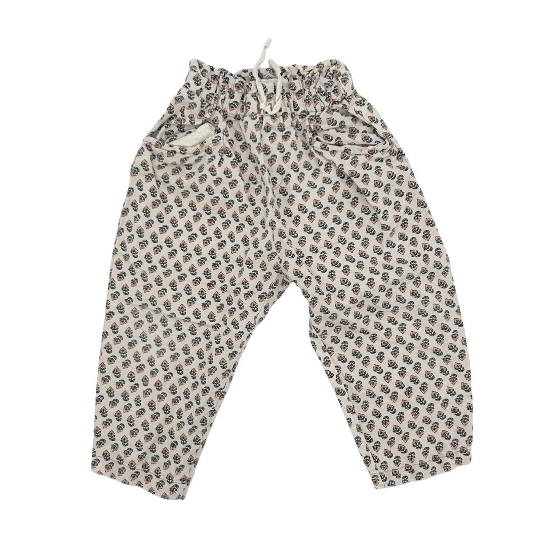 Zara tan floral pants, 2-3 years