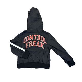Nununu Black Bomber Jacket with Red Control Freak on Back, 4-5 years