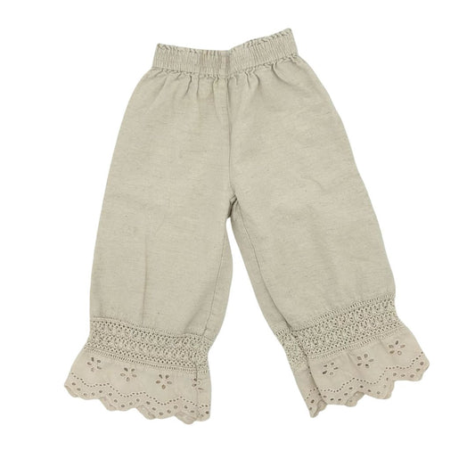 Zara tan linen eyelet pants, 3 years