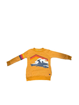 Aviator Nation Yellow mountain wave crewneck, 6 years