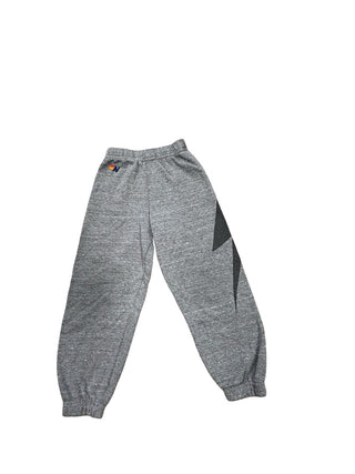 Aviator Nation Gray sweatpants with black lighting bolt, 4 year