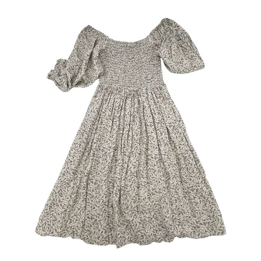 Rylee + Cru tan/brown floral dress, 4-5 years