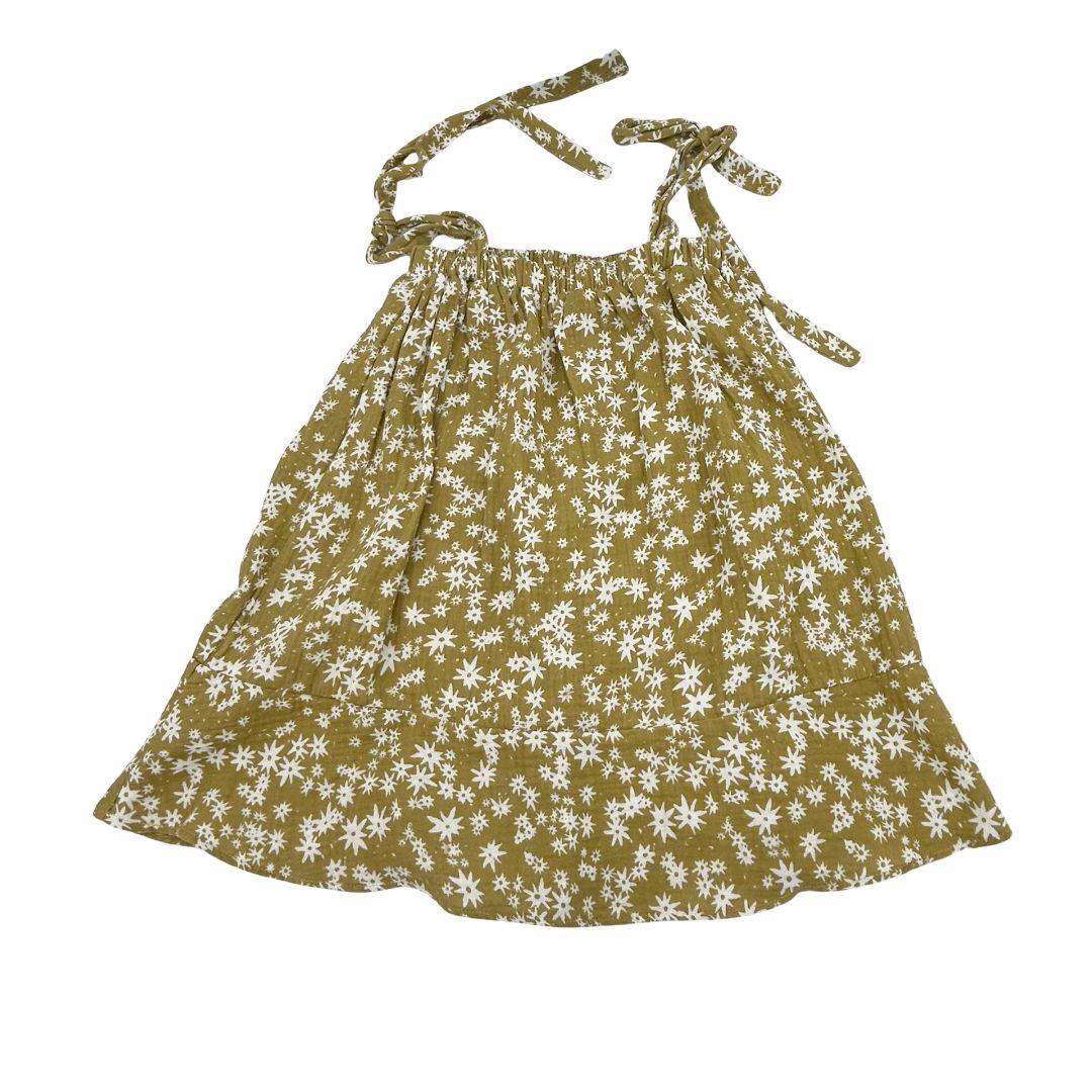 Rylee + Cru green w.white flowers dress, 4-5 years