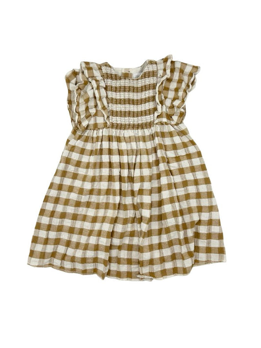 Zara caramel gingham dress, 2-3 years