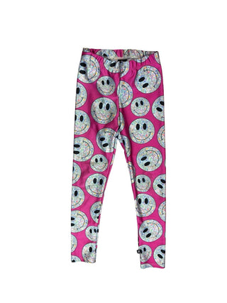 Pixie Lane Fuchsia pink leggings w/smiley faces, 5 years