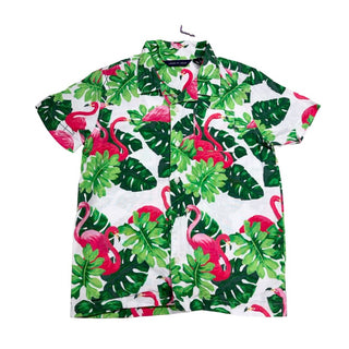 Janie & Jack Flamingo Tropical Print Button Down Shirt, 6 years