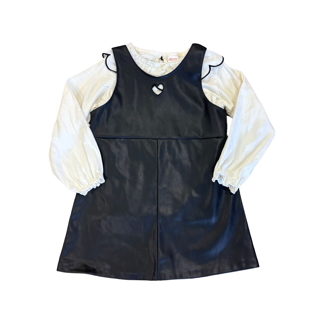 Zara pleather dress w/cream top, 4-5 years