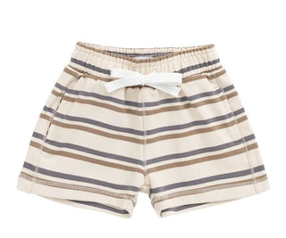 Jamie Kay Cream shorts with grey and brown stripes, 6 years
