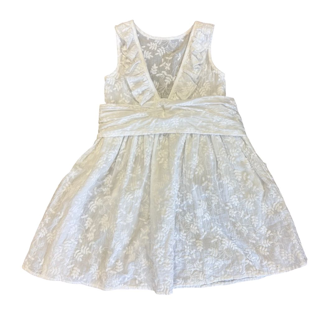 Vignette white w/embroidered flower dress, 4 years