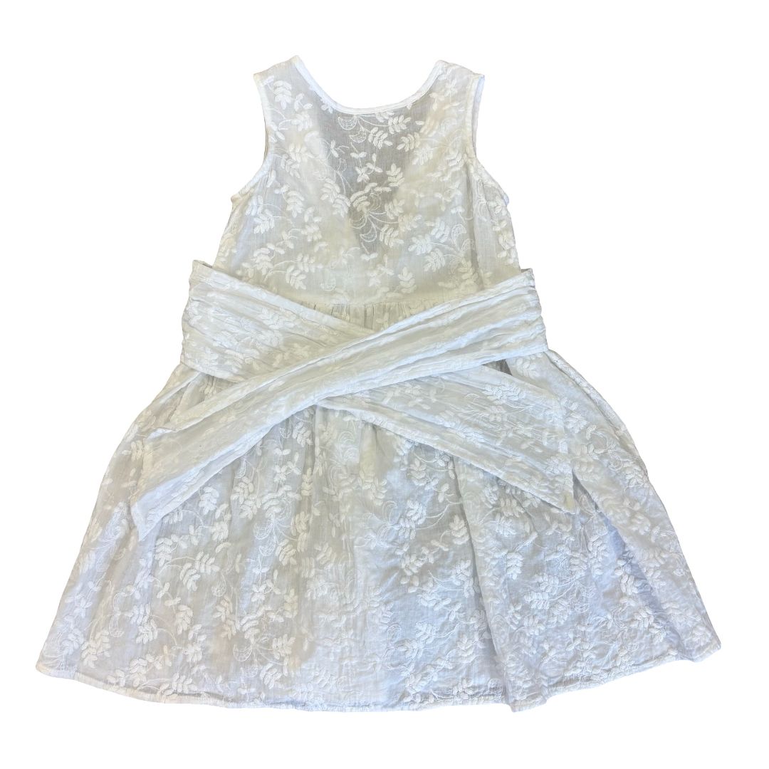 Vignette white w/embroidered flower dress, 4 years