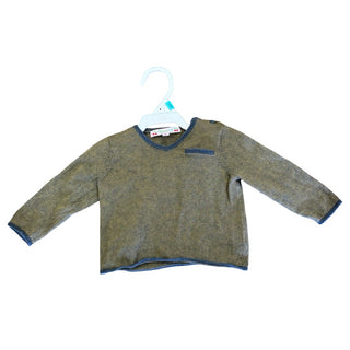 Bonpoint Green and Grey Cotton/Wool Sweater, 6 months