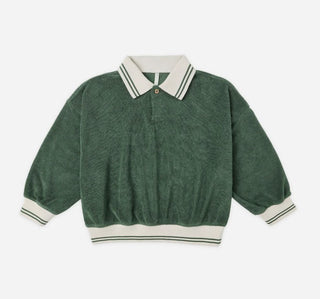 Rylee + Cru Green Terrycloth Polo Sweatshirt, 4-5 years