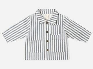 Quincy Mae White and blue striped canvas jacket, 4-5 years