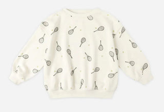 Rylee + Cru Cream Sweatshirt with Tennis Pattern, 6-7 years