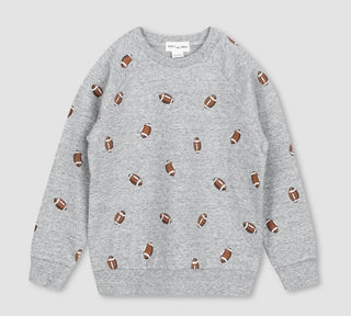 Miles the Label Grey Crewneck Sweatshirt with Football Pattern, 7 years