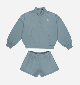 Rylee + Cru Teal Shorts and Sweater Set with Anchor, 6-7