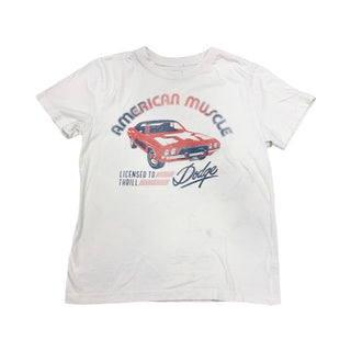 Official Dodge White American Muscle car tshirt, 6-7 years