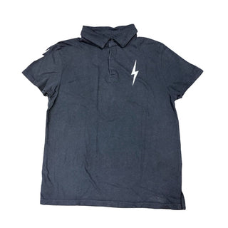 Chaser Black Polo Tee with Lightning Bolt Detail, 8 years
