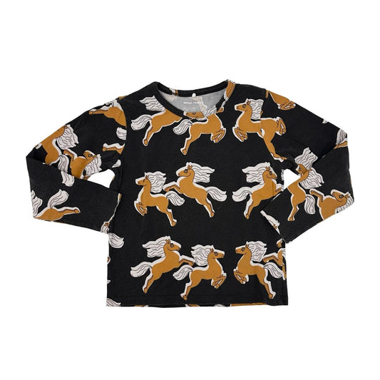 Mini Rodini black horse long sleeve, 5-7 years