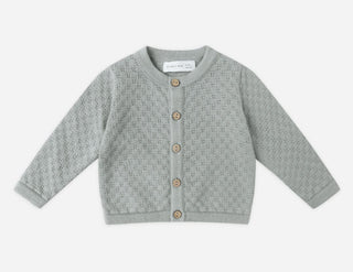 Quincy Mae Pale Blue Pointelle Knit Cardigan, 12-18 months