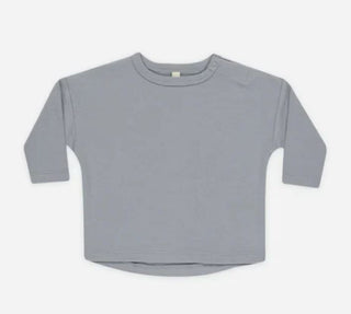 Quincy Mae Slate Blue Longsleeve Tee, 6-12 months