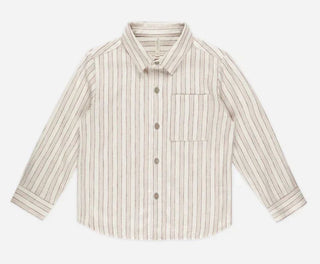 Rylee + Cru Button Down Collared Shirt, Cream and Rust, 6-12 months