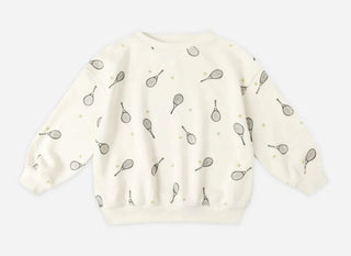 Rylee + Cru Cream Sweatshirt with Tennis Pattern, 18-24 months