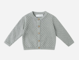 Quincy Mae Green Pointelle Cardigan , 0-3 months